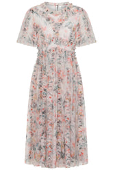 Florentina Floral Print Ruffled Midi Dress - Cream